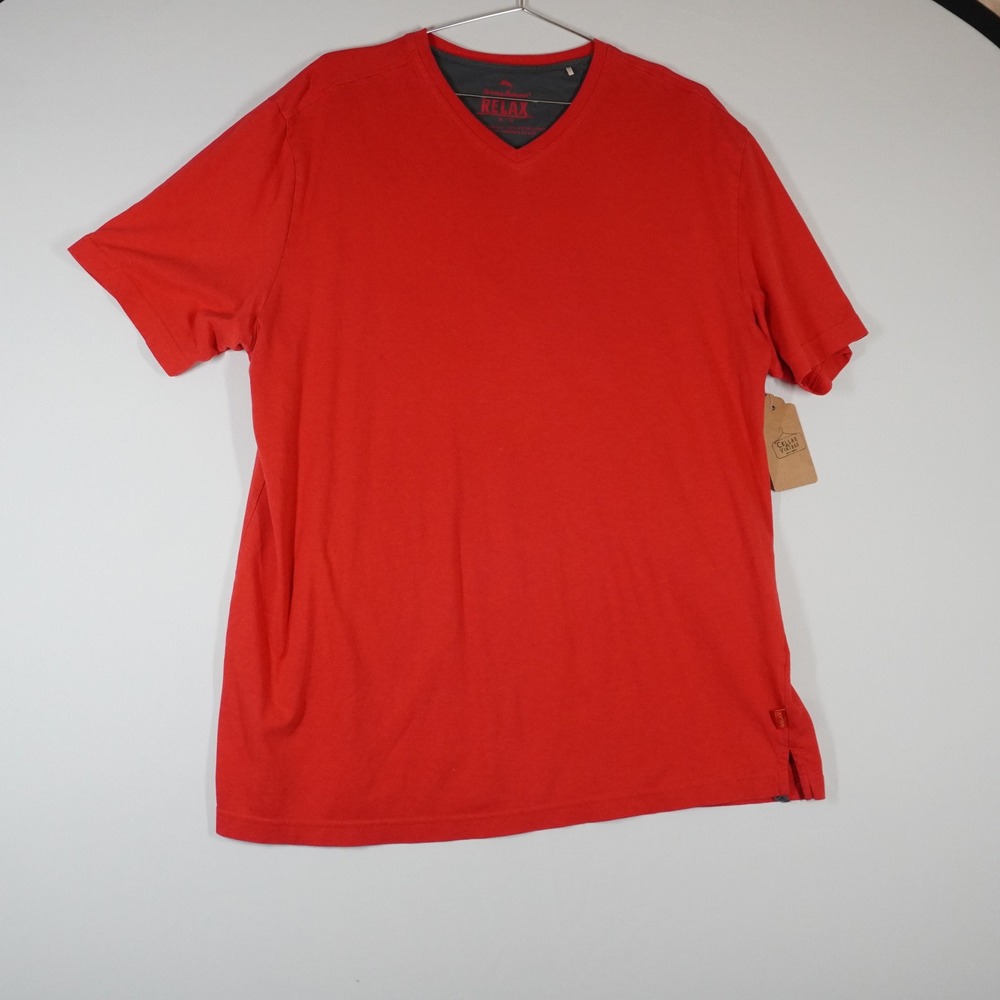 Tommy Bahama Relax XL Red V-Neck 100% Supima Cotton T-Shirt Short Sleeve Casual